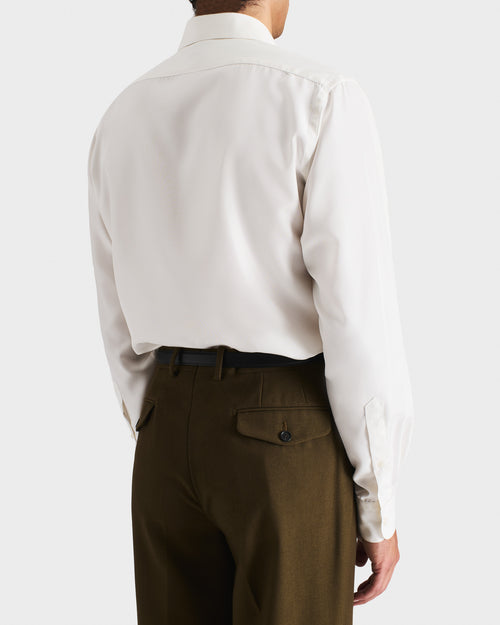 CHEMISE COL CLASSIQUE EN POPELINE DE SOIE - BLANC CASSÉ - Husbands Paris - 5