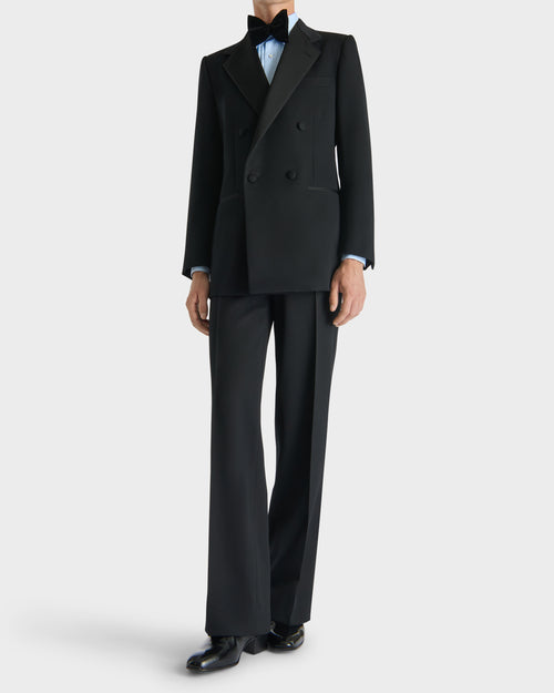 DOUBLE-BREASTED TUXEDO IN WOOL GRAIN DE POUDRE - BLACK - Husbands - 8