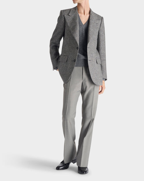 SINGLE-BREASTED JACKET IN WOOL BELL CELTIC TWEED - DOVE GREY - Husbands - 8