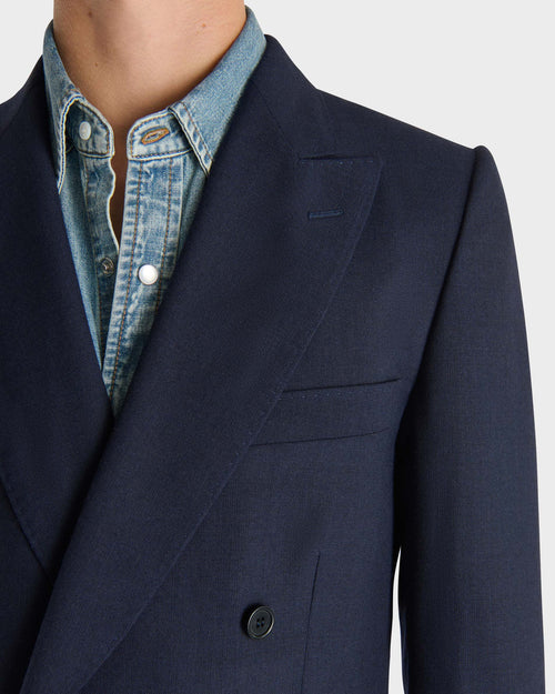 DOUBLE-BREASTED SUIT IN WOOL FRESCO - NAVY - Husbands Paris - 7