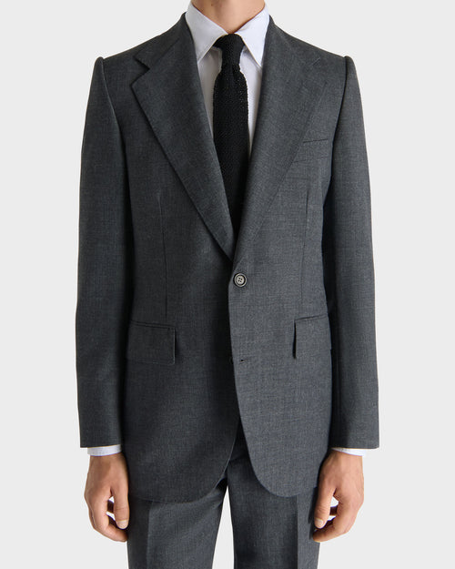 SINGLE-BREASTED SUIT IN WOOL FRESCO - GREY - Husbands Paris - 3
