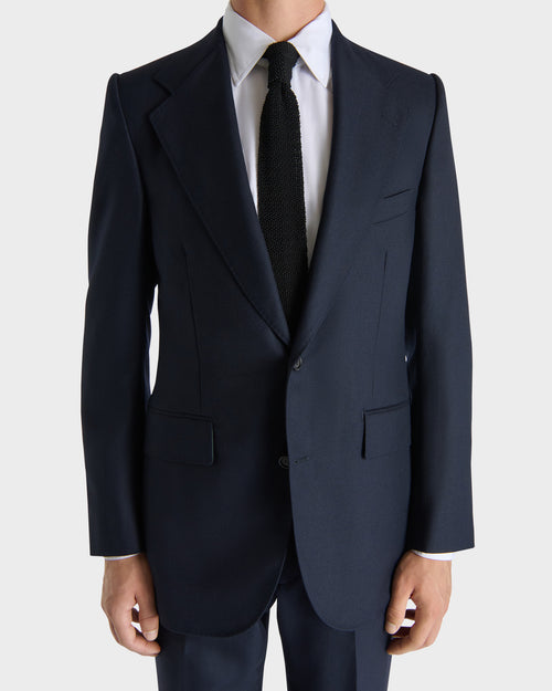 SINGLE-BREASTED SUIT IN WOOL HOPSACK - MIDNIGHT BLUE - Husbands Paris - 3