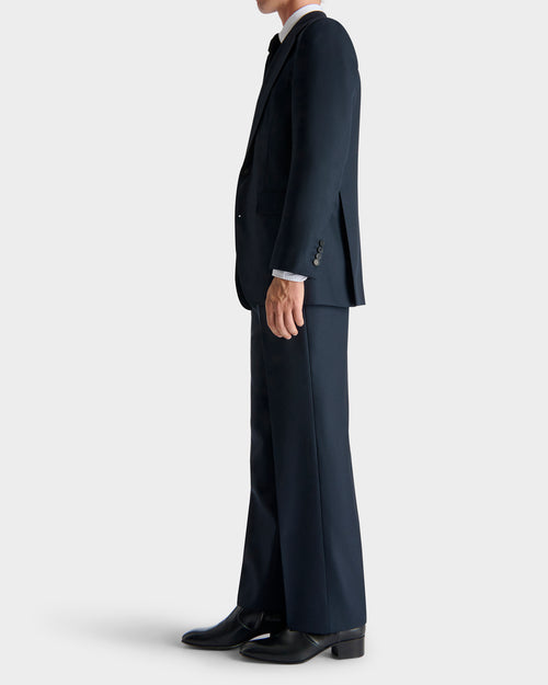 SINGLE-BREASTED SUIT IN WOOL HOPSACK - MIDNIGHT BLUE - Husbands Paris - 5