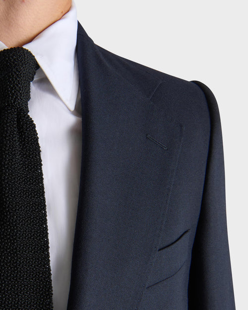 SINGLE-BREASTED SUIT IN WOOL HOPSACK - MIDNIGHT BLUE - Husbands Paris - 7