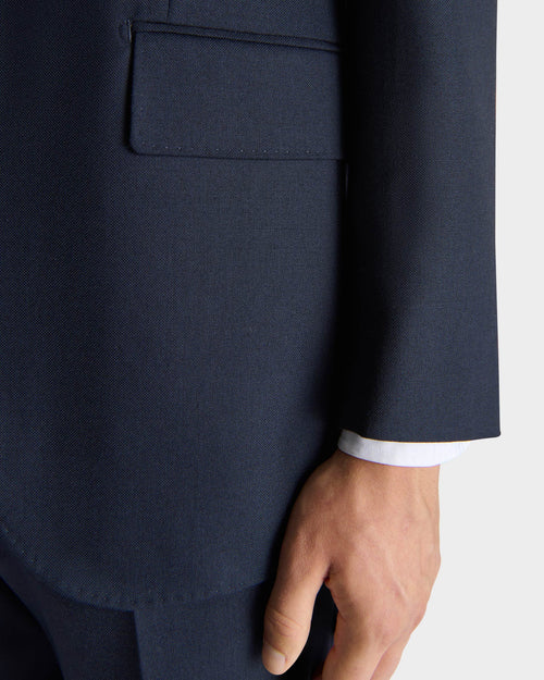 SINGLE-BREASTED SUIT IN WOOL HOPSACK - MIDNIGHT BLUE - Husbands Paris - 8