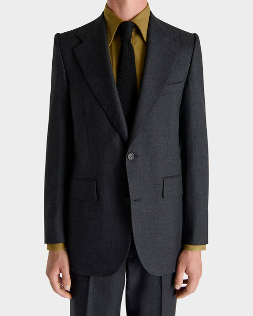 SINGLE-BREASTED SUIT IN WOOL TWILL - ANTHRACITE - Husbands Paris - 3