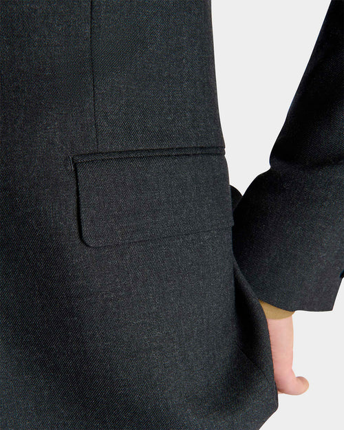 SINGLE-BREASTED SUIT IN WOOL TWILL - ANTHRACITE - Husbands Paris - 7