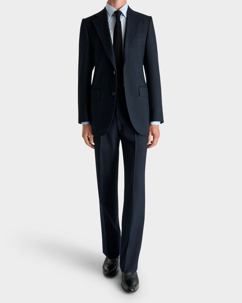 COSTUME DROIT EN SERGÉ DE LAINE - BLEU MARINE - Husbands Paris - 4