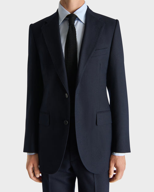COSTUME DROIT EN SERGÉ DE LAINE - BLEU MARINE - Husbands Paris - 3