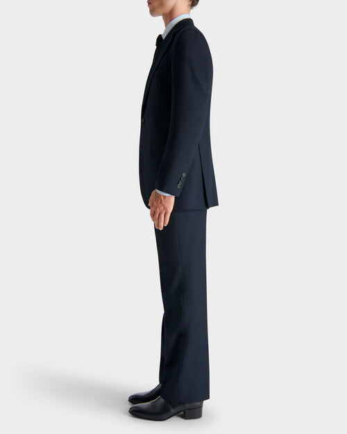 COSTUME DROIT EN SERGÉ DE LAINE - BLEU MARINE - Husbands Paris - 5