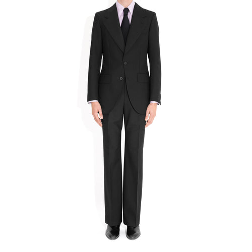 SINGLE-BREASTED SUIT IN WOOL FRESCO - BLACK - Husbands Paris - 3