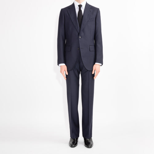 SINGLE-BREASTED SUIT IN WOOL HOPSACK - MIDNIGHT BLUE - Husbands Paris - 3