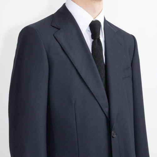 SINGLE-BREASTED SUIT IN WOOL HOPSACK - MIDNIGHT BLUE - Husbands Paris - 4