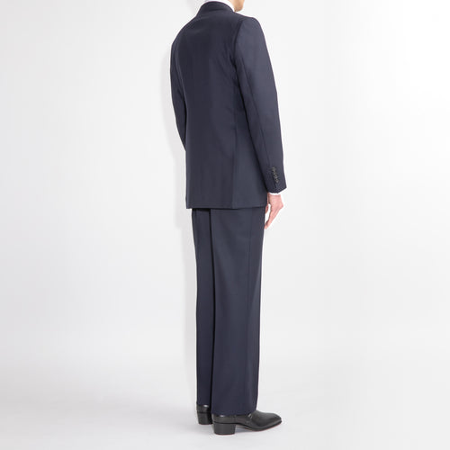 SINGLE-BREASTED SUIT IN WOOL HOPSACK - MIDNIGHT BLUE - Husbands Paris - 5