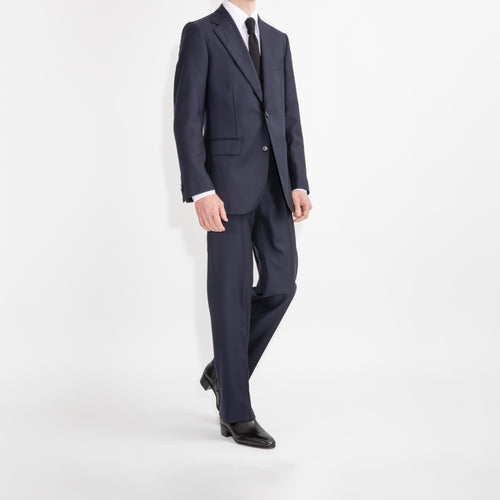 SINGLE-BREASTED SUIT IN WOOL HOPSACK - MIDNIGHT BLUE - Husbands Paris - 8