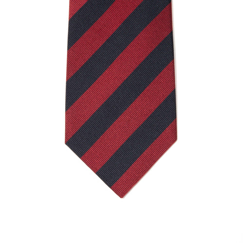TIE IN SILK JACQUARD - NAVY AND BURGUNDY - Husbands Paris - 4