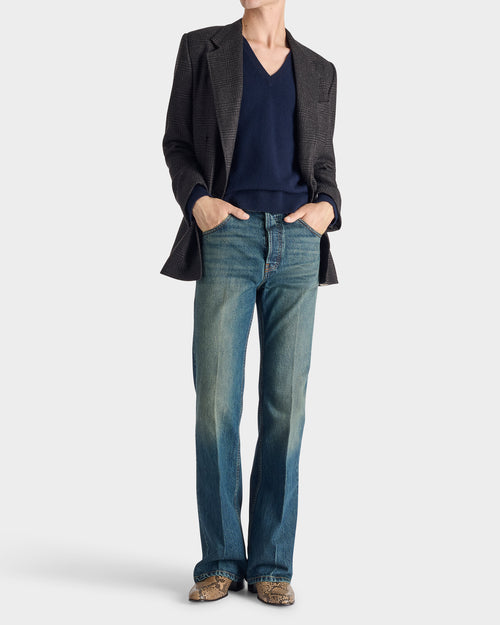 VESTE CROISÉE EN LAINE MÉRINOS - PRINCE DE GALLES NOIR ET MARRON - Husbands Paris - 4