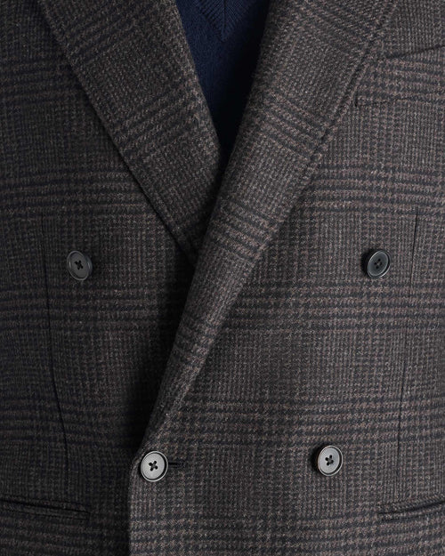 VESTE CROISÉE EN LAINE MÉRINOS - PRINCE DE GALLES NOIR ET MARRON - Husbands Paris - 1