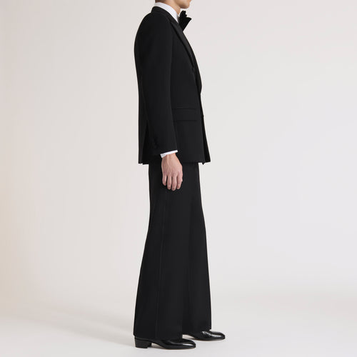 DOUBLE-BREASTED TUXEDO IN GRAIN DE POUDRE - BLACK - Husbands Paris - 3