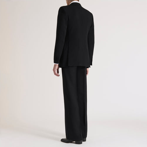 DOUBLE-BREASTED TUXEDO IN GRAIN DE POUDRE - BLACK - Husbands Paris - 4