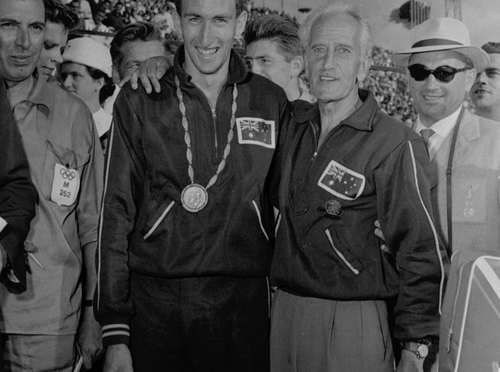 ELLIOTT, herb, run. CERUTTY, percy, coach. Rome, 1960.