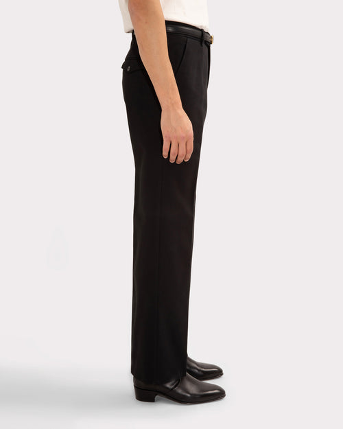 FLARED HIGH-WAISTED TROUSERS IN COTTON DRILL - BLACK - Husbands Paris - 5
