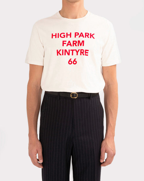 GRAPHIC T-SHIRT IN COTTON JERSEY - OFF-WHITE & RED - Husbands Paris - 1