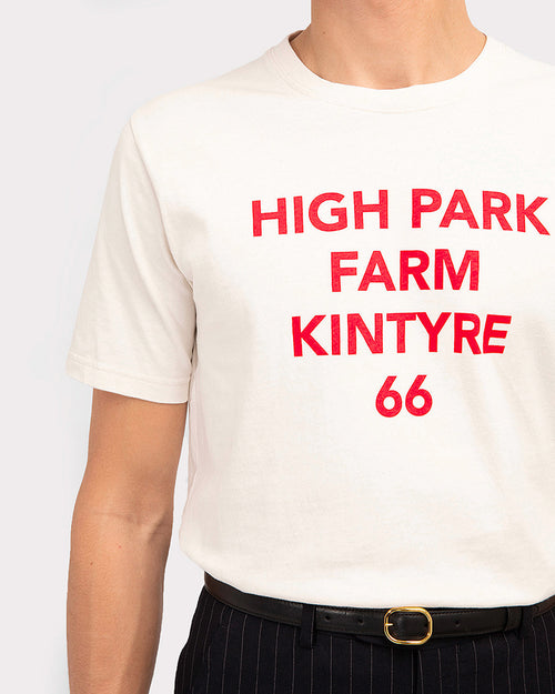GRAPHIC T-SHIRT IN COTTON JERSEY - OFF-WHITE & RED - Husbands Paris - 2