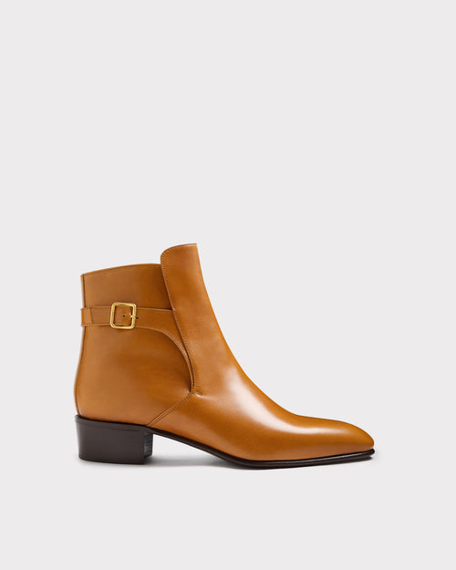 BOTTINES JODHPUR EN CUIR DE VEAU BOX - DORÉ - Husbands Paris - 1