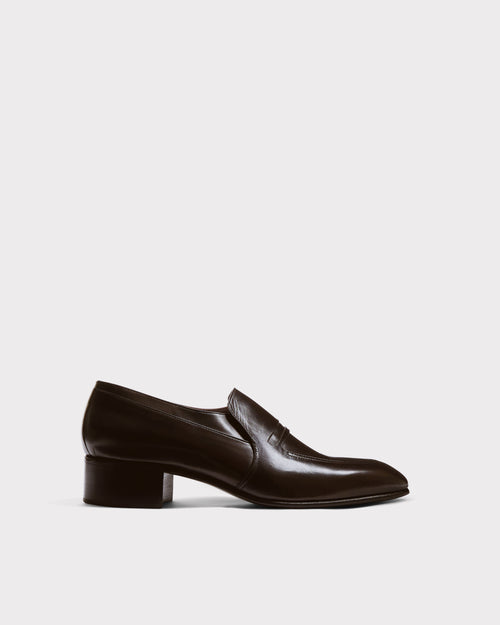 PENNY LOAFERS IN ANILINE KIDSKIN – DARK BROWN - Husbands Paris - 1