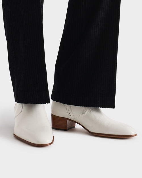 BOTTES ZIPPÉES EN CUIR DE VEAU BRILLANT - BLANC CASSÉ - Husbands Paris - 3