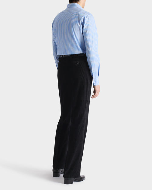 CHEMISE COL CLASSIQUE EN POPELINE DE COTON SUPIMA - BLEUE À RAYURES - Husbands Paris - 5