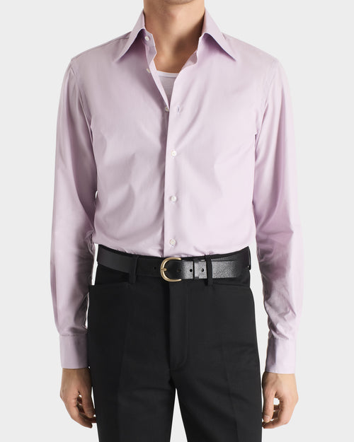 CHEMISE COL LARGE EN POPELINE DE COTON SUPIMA - LILAS - Husbands Paris - 1