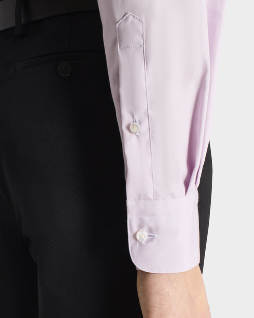 CHEMISE COL LARGE EN POPELINE DE COTON SUPIMA - LILAS - Husbands Paris - 5