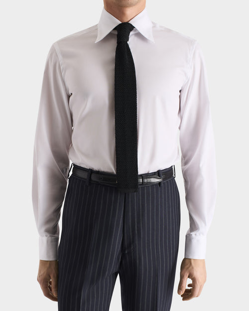 CHEMISE COL LARGE EN POPELINE DE COTON SUPIMA - BLANC - Husbands Paris - 1