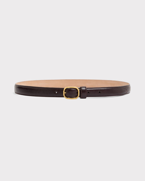 CEINTURE FINE EN CUIR DE VEAU BRILLANT - VIN - Husbands Paris - 1