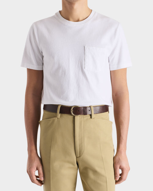 CEINTURE LARGE EN CUIR DE VEAU TANNAGE VÉGÉTAL - MARRON FONCÉ - Husbands Paris - 3