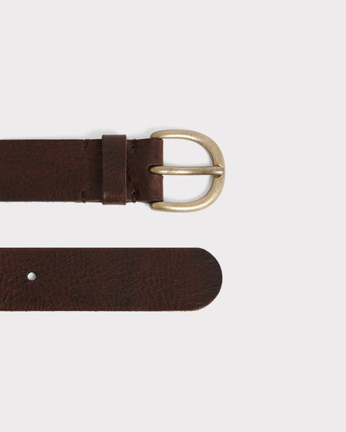 CEINTURE LARGE EN CUIR DE VEAU TANNAGE VÉGÉTAL - MARRON FONCÉ - Husbands Paris - 2