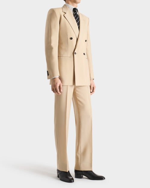 COSTUME CROISÉ EN LAINE ET MOHAIR DE CHEVREAU - BEIGE - Husbands Paris - 3