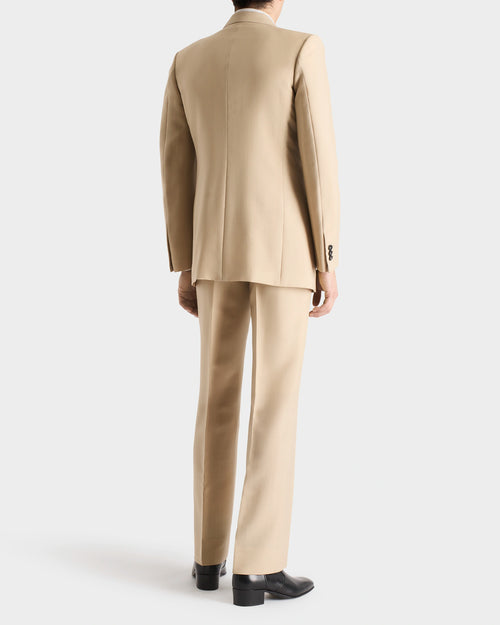 COSTUME CROISÉ EN LAINE ET MOHAIR DE CHEVREAU - BEIGE - Husbands Paris - 5