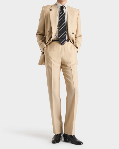 COSTUME CROISÉ EN LAINE ET MOHAIR DE CHEVREAU - BEIGE - Husbands Paris - 6