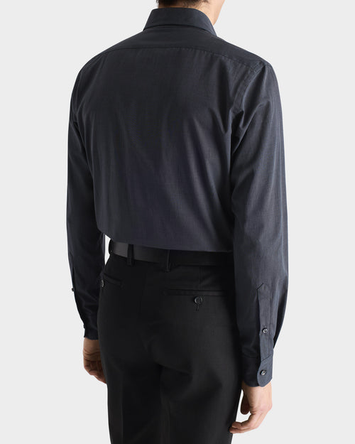 CHEMISE COL CLASSIQUE EN DRAP DE COTON - GRIS ARDOISE - Husbands Paris - 5