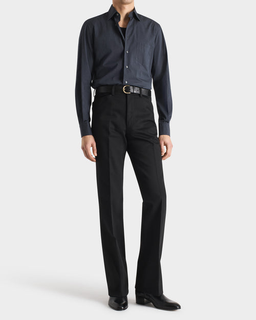 CHEMISE COL CLASSIQUE EN DRAP DE COTON - GRIS ARDOISE - Husbands Paris - 4