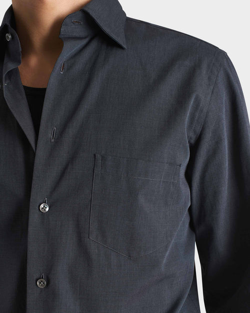 CHEMISE COL CLASSIQUE EN DRAP DE COTON - GRIS ARDOISE - Husbands Paris - 2