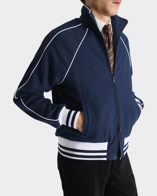 VESTE TRACKSUIT EN JERSEY DE POLYCOTON - BLEU FONCÉ - Husbands Paris - 8