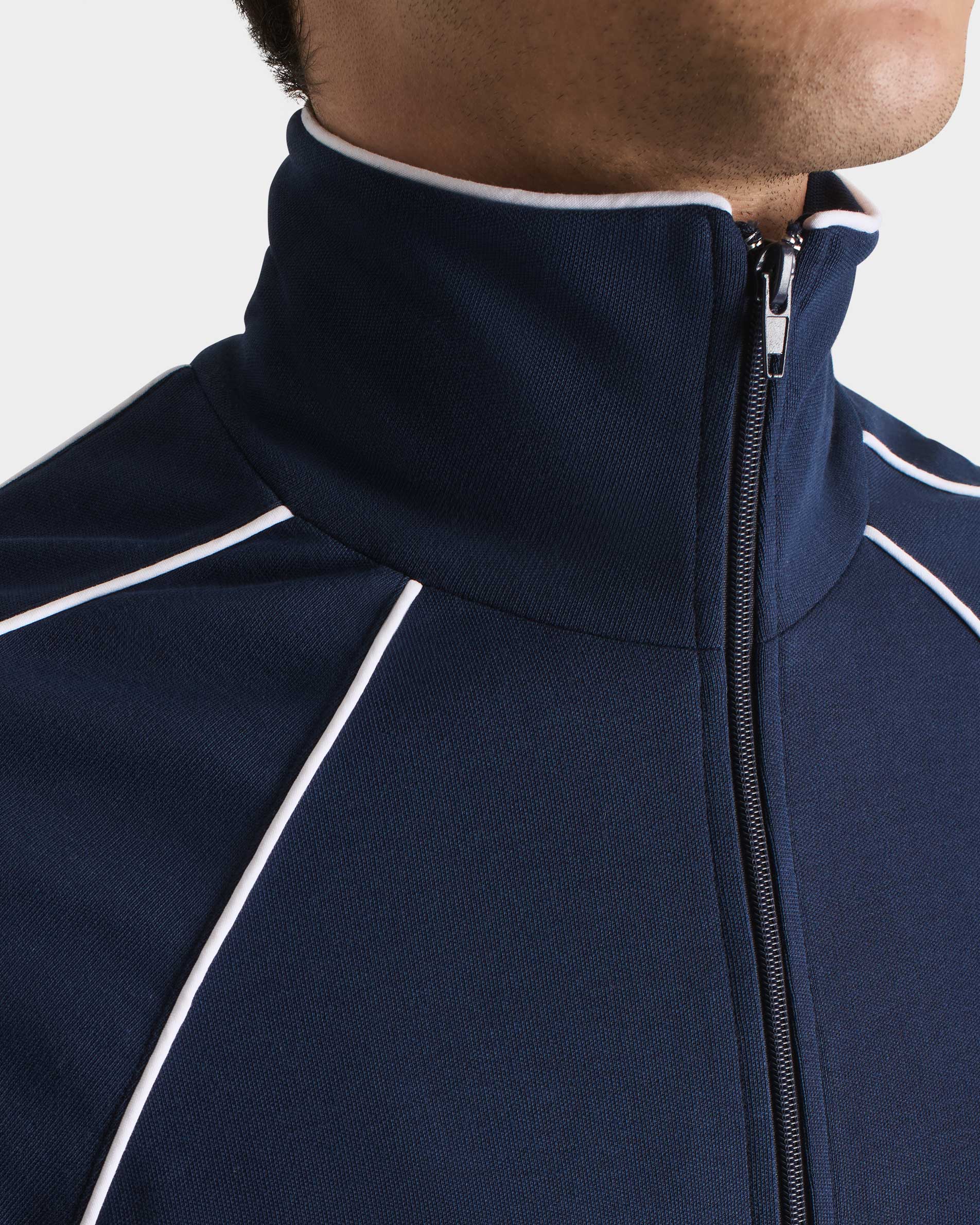 TRACK JACKET IN POLY-COTTON JERSEY - DARK BLUE | Husbands Paris