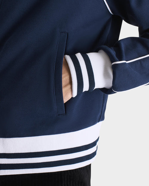 VESTE TRACKSUIT EN JERSEY DE POLYCOTON - BLEU FONCÉ - Husbands Paris - 5