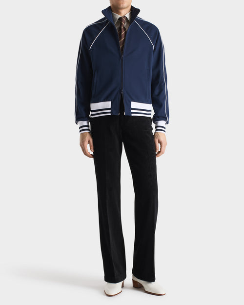 VESTE TRACKSUIT EN JERSEY DE POLYCOTON - BLEU FONCÉ - Husbands Paris - 4