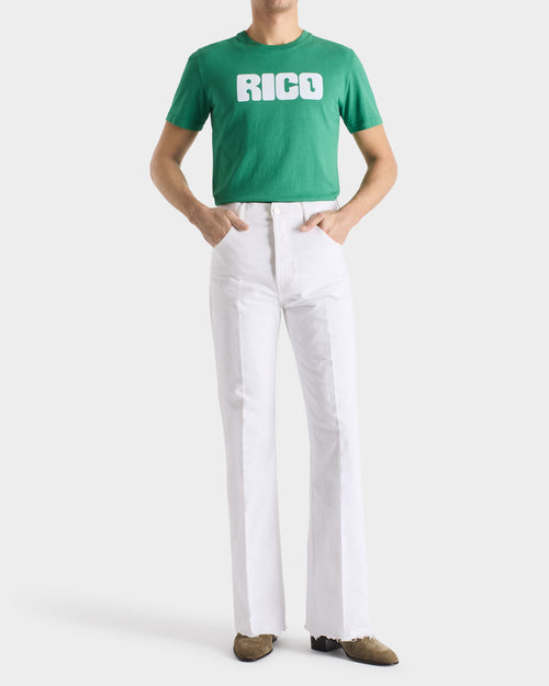 T-SHIRT GRAPHIQUE EN JERSEY DE COTON - VERT ET BLANC - Husbands Paris - 4