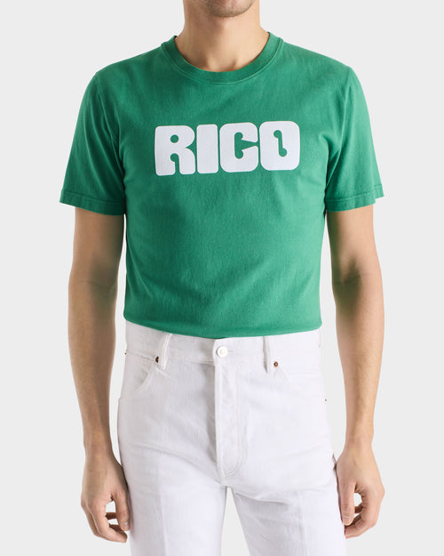 T-SHIRT GRAPHIQUE EN JERSEY DE COTON - VERT ET BLANC - Husbands Paris - 1